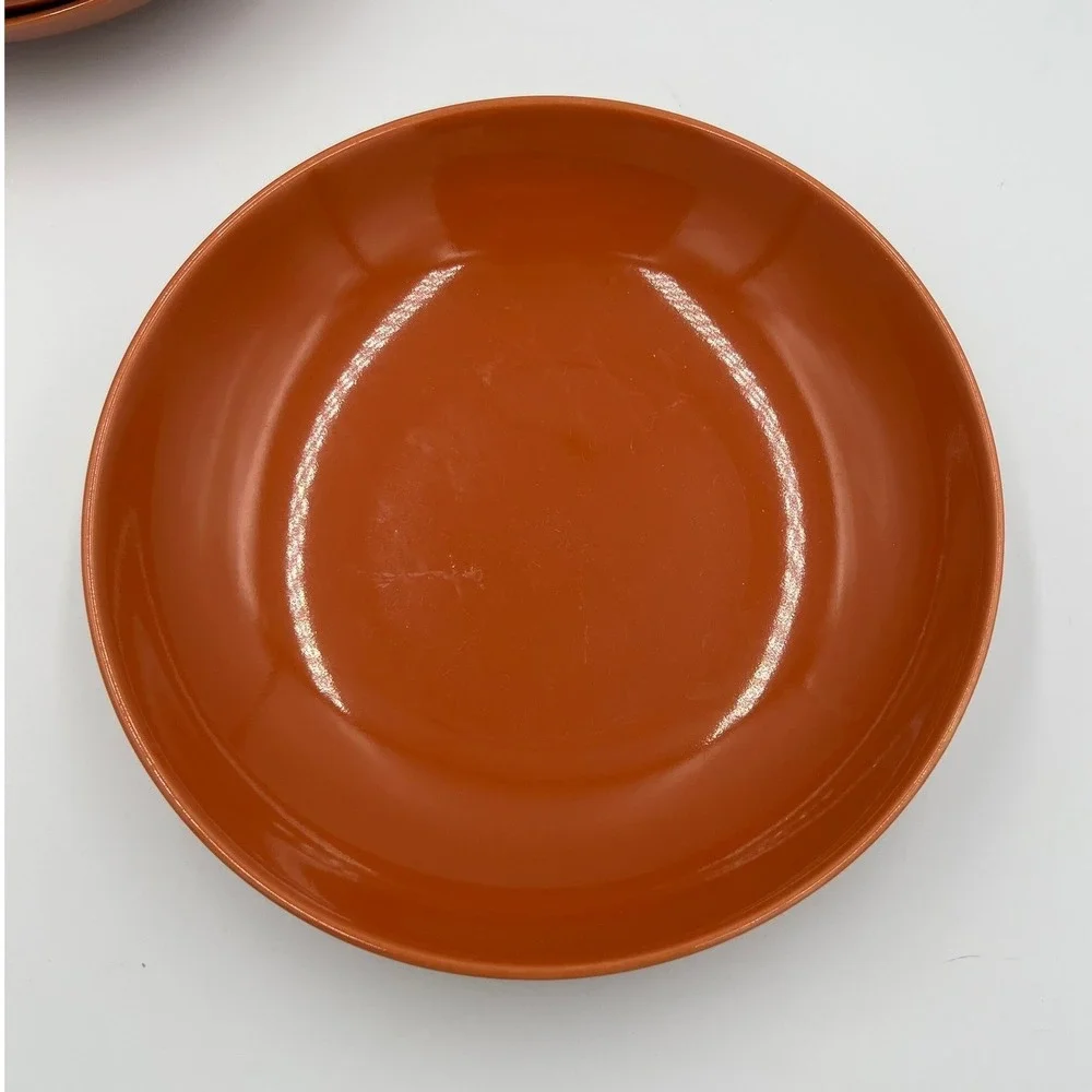 IKEA Fargklar Salad Bowls 4pc 9.5in Rust Orange Very Good Glossy Stoneware - Picture 3 of 8